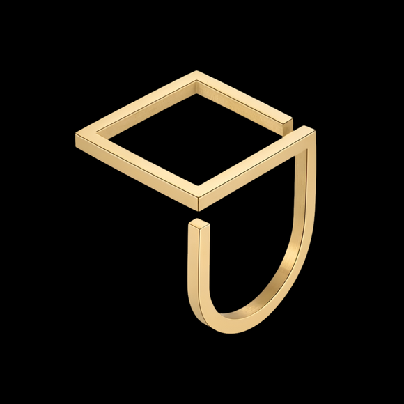 LUSH 18k GOLD PLATED STAINLESS STEEL GEOMETRIC U SHAPE RING