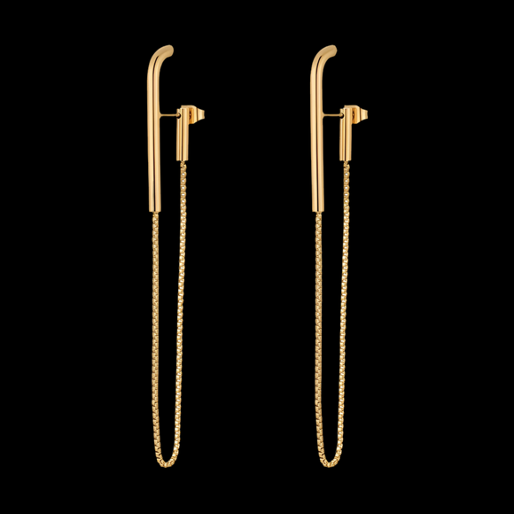 LUSH 18k GOLD PLATED STAINLESS STEEL CHAIN LONG EARRINGS