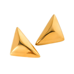 LUSH 18K GOLD PLATED SMOOTH GEOMETRIC TRIANGLE EARRINGS