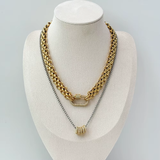 LUSH 18K GOLD PLATED THREE LAYER CHUNKY CHAIN WITH ZIRCON CLAPS