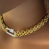 LUSH 18K GOLD PLATED THREE LAYER CHUNKY CHAIN WITH ZIRCON CLAPS