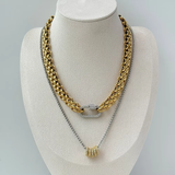 LUSH 18K GOLD PLATED THREE LAYER CHUNKY CHAIN WITH ZIRCON CLAPS