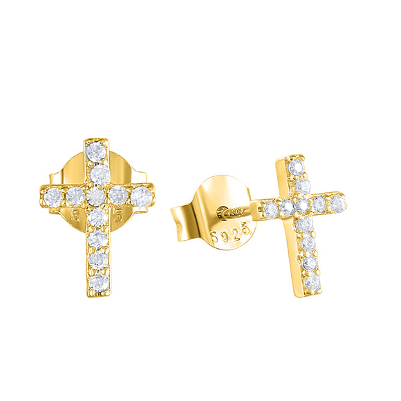 LUSH 925 SILVER 8k Gold British style sterling silver S925 Plated cross Shaped earrings