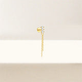 LUSH 925 SILVER PIERCING EARRING WITH ZIRCON AND CHAIN