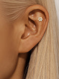 LUSH 925 SILVER 18K Gold Zircon Plated FLOWER 925 Silver Piercing Earrings