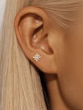 LUSH 925 SILVER 18K GOLD PLAYED FLOWER PIERCING EARRING