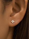 LUSH 925 SILVER  925 sterling silver wearable on both sides trendy crown design flower piercing earrings