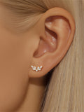 LUSH 925 SILVER HIGH QUALITY 18K GOLD PLATED LEAFTS FLAT BACK PIERCING EARRING