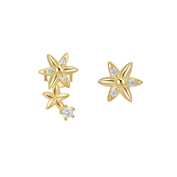 LUSH 925 SILVER SIMPLE FLOWER DESIGN STUD 18K GOLD PLATED