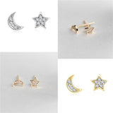 LUSH 925 STAR MOON EARRING STUD PAIR