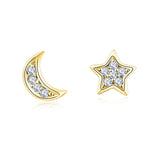 LUSH 925 STAR MOON EARRING STUD PAIR