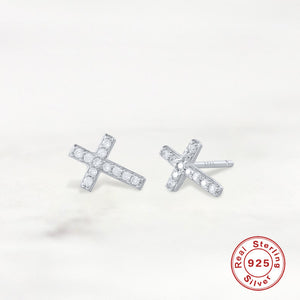 LUSH 925 SILVER SMALL CROSS STUD PAIR