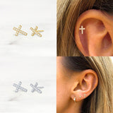 LUSH 925 SILVER SMALL CROSS STUD PAIR