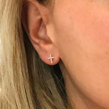 LUSH 925 SILVER SMALL CROSS STUD PAIR