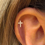 LUSH 925 SILVER SMALL CROSS STUD PAIR