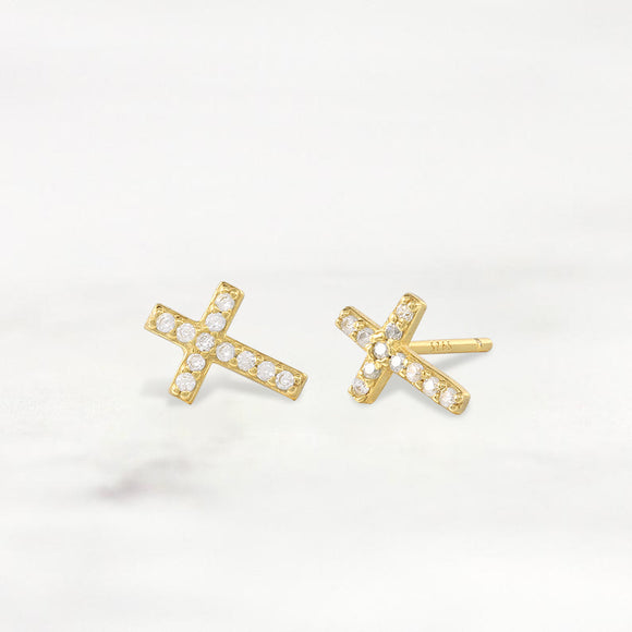 LUSH 925 SILVER SMALL CROSS STUD PAIR