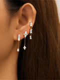 LUSH 925 SILVER ZIRCON AND CHAIN 18K GOLD PLATED EARRING