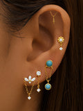 LUSH 925 SILVER TURQUOISE 18K GOLD PLATED PIERCING EARRING