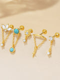 LUSH 925 SILVER TURQUOISE 18K GOLD PLATED PIERCING EARRING