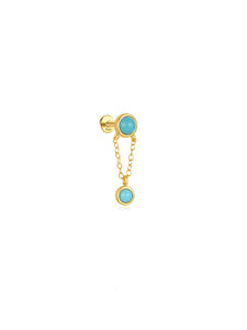 LUSH 925 SILVER TURQUOISE 18K GOLD PLATED PIERCING EARRING