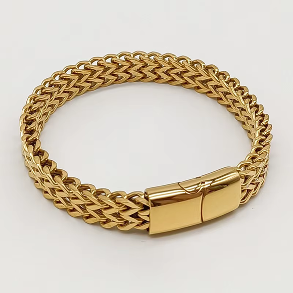 LUSH 18K GOLD PLATED STAINLESS STEEL THICK BRACELET