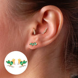 LUSH 925 SILVER Green Zircon Stud Earrings