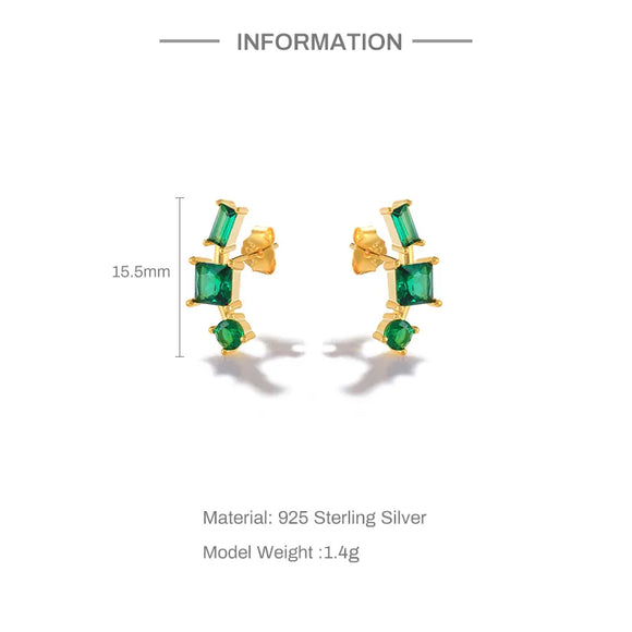 LUSH 925 SILVER 14K Gold Plated Square Earrings