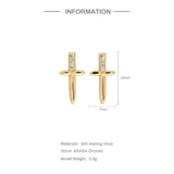 LUSH 925 SILVER DAGGER EARRING 18K GOLD PLATED