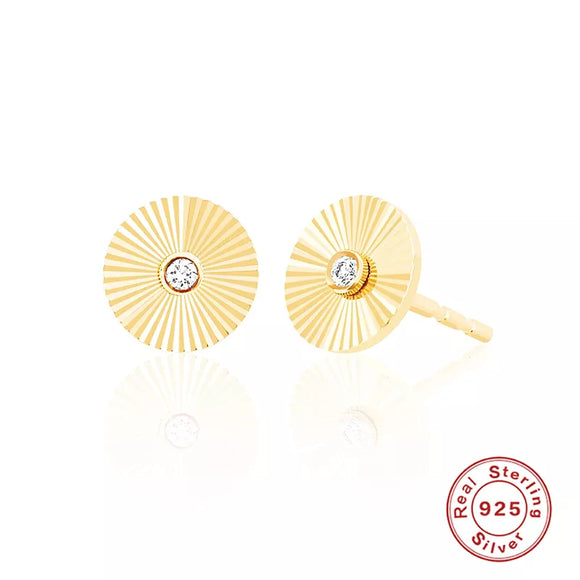 LUSH 925 SILVER 18K GOLD PLATED  CIRCLE EARRING WITH ZIRCON