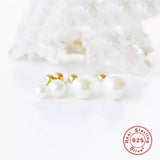 LUSH 925 SILVER PIERCING - 18K Gold Plated 925 Silver Mini Pearl Round Piercing Earring